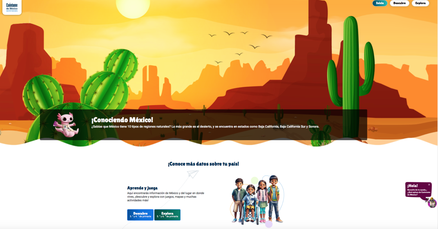 INEGI relanzó su portal Cuéntame de México para niñas niños y