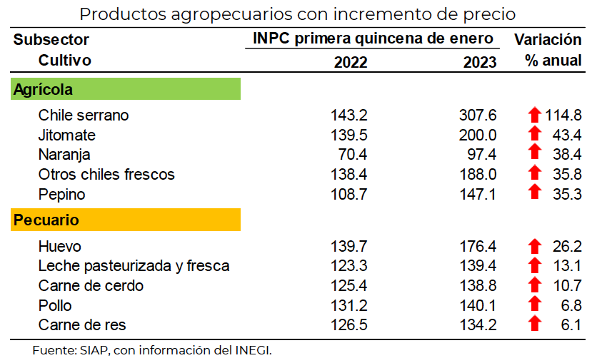 Precios de agroalimentos, presionados por baja producción