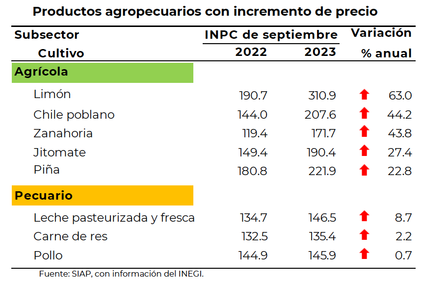 Precios de agroalimentos, impactados por baja producción; pecuarios aumentaron