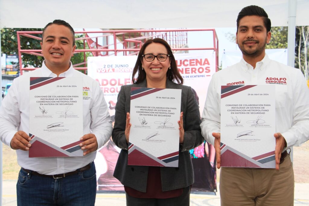 Firmó Azucena Cisneros convenio de seguridad con sus homólogos de Nezahualcóyotl y la GAM